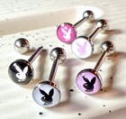 5pc Playboy Bunny Logo Tongue Rings Tounge 14g Wholesale Lot