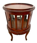 Vintage China Cabinet Round Shape Curio Led Lighting Beveled Glass Curved Door1a