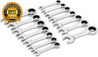 14 Pc  12 Point Stubby Ratcheting Sae metric Combination Wrench Set - 85206
