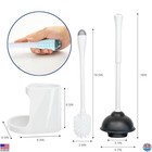 Toilet Brush And Plunger Set With Holder  White Bathroom Cleaning Tools