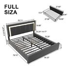 Faux Leather Full Queen Led Bed Frame With 4 Drawers   adjustable Headboard