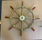 Antique John Hastie   Co Ltd Greenock Scotland Brass   Wood Ship s Wheel 29 5 