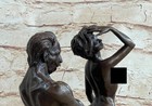 Hand Crafted Couple Bronze Sculpture Statue Signed Figurine Home Decor Statue