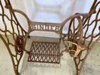 Antique Singer Treadle Sewing Machine Base Cast Iron Table Frame Wooden Pitman