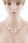Bridal Wedding Jewelry Set Crystal Rhinestone Pearl Floral Vine Design Necklace