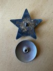Ussr Soviet Red Star Screwback Badge Pin Hammer   Sickle Cyrillic Text  3277207