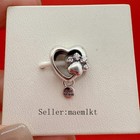 New 925 Sterling Silver Sparkling Paw Print   Heart Charm charm For Bracelet