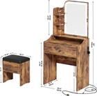 Vintage Brown Small Makeup Vanity Desk With Mirror And Lights  Vanity Table Set 