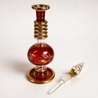 Egyptian Hand Blown Glass Perfume Bottle Red Gold Vintage Vanity Decor
