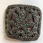 Vintage Handcrafted Beaded Buckles Epaulette Cuff Pair Clothing Decoration Taupe