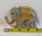 Vintage Large Elephant Rhinestone   Gold Tone Brooch Unique