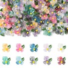 100x Resin Transparent Cabochons Flower For Earrings Necklace Jewelry Making Diy