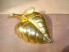 Vintage Avon Solid Perfume Holder Gold Tone Leaf   Pearl Accent Pin Brooch