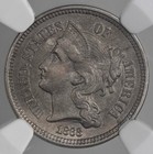 1868  3cn Three Cent Nickel  Ngc Au55     8404746-038