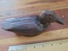 Vintage Wooden Duck Decoy Sculpture Miniature Hand Carved Glass Eyes 1975