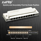 Easttop Harmonica 10 Holes Key C Silver gold W  Case Blues Harp Stainless Steel