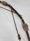 Rare Vintage Native American Bow   Arrows Tribe W fur   Leather 44    Long 