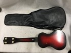 Rare 1950s Vintage Harmony Red Stencil Ukulele Flaws With Leather Carry Case
