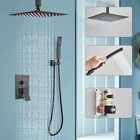 12 Inch Rain Shower Faucet Set Matte Black Shower Head Combo System With Valve