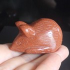 Carved Gemstone Crystal Goldstone Mouse Rat Figurine Animal Carving 2  