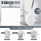 Drawstring 8 Gallon Trash Bags - 100 Count 1  pack Of 100   White