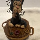 Cat Resin Trinket Box Signed  suzi  Multicolor Removable Lid 3  Tall