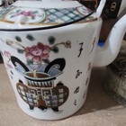 Antique Chinese Tongzhi Mark Porcelain Teapot Hundred Antiquities Bogu 19thc