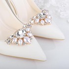 1 Pair Pearl Rhinestone Shoe Clips Gold Crystal Bridal Shoe Buckles Shoe Deco   