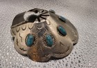 Vtg Navajo Silver Turquoise Hand Stamped Hair Bun Native American Barrette 