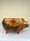 Vtg Mid Century Handmade Pottery Pig Planter  1971  Signed 6 75  Boho Farmhouse