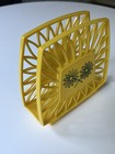 Vintage Yellow Plastic Napkin Holder Retro 1970s Daisies Mod Flower Power