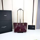 Women s Elegant Burgundy V-quilted Tote  Large Gold Chain Shoulder Bag