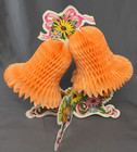 Vintage Beistle Co Set Of  2  Shower Bell Centerpieces 10  Orange Bells