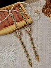 Women   s Gold And Green Crystal Vintage Luxury Oval Watch