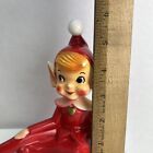 Vintage Mcm Lego Japan Large Ceramic Red Sitting Pixie Elf Figurine Christmas