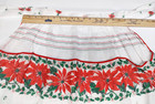 Vtg Sheer Christmas Half Apron With Pockets poinsetta Design red Trim organza