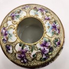 Vintage Nippon Hand Painted Porcelain Purp   Gold Gild Hair Receiver Dresser Box
