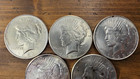1921-1935 Peace Silver Dollars Uncirculated Lot Of 5 Mixed Dates 90  Silver