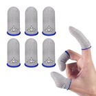 6 Pack Ultra Thin Silver Fiber Gaming Finger Sleeves White White Silver 6pack 