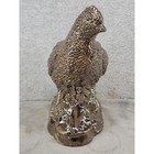 Vintage Metallic Bronze Quail Figurine Ceramic Bird Statue Wildlife Decor 7 5 