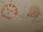 Us Stampless Cover 20c Paid Boston Ma 1840s Crown Point Ny Wax Seal
