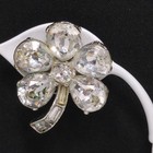 Bogoff Clear Rhinestone Floral Earrings  Rhodium Plated  Wedding Earrings  1950s