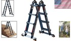 14 Ft Multi-position Folding Ladder - Safe  Durable Aluminum  300 Lbs Capacity