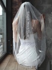 1 Tier Fingertip Length Pearl Wedding Bridal Veil With Comb