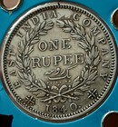 s1 old  East India Company 1840 Victoria Silver Rupee Indian Head Wow Grade
