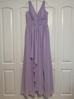 Women s Ruffle V Neck Chiffon Bridesmaid Dresses Size 14 Purple