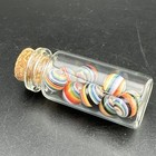 Set Of 10x Contemporary Handmade Art Glass Peewee Marbles W  Jar Swirl Mib Boro