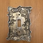 Vintage 1967 Amer Tack Hdwe Metal Brass Switch Plate Cover Floral Rose Ornate