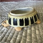 Vintage Germany Ceramic Turtle Planter Trinket Dish Yellow Black 8317 Kitsch 4 