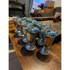 Vtg Silver Plated Pewter Cordial Glasses-  9 total In Set 4 Oz Capacity